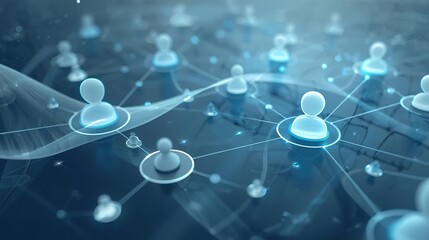 CRM concept with user icons and data flow