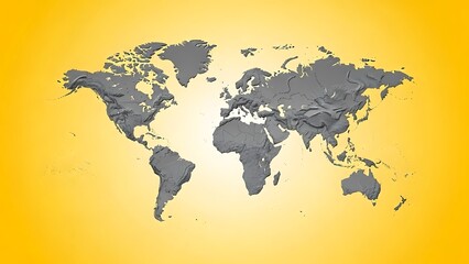 Gray map on yellow gradient background yellow background 3D map