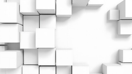 White 3 D cubes on white background blocks geometric shapes