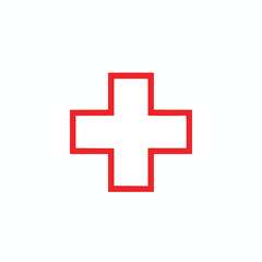 Obraz premium Red Cross Symbol on White Background