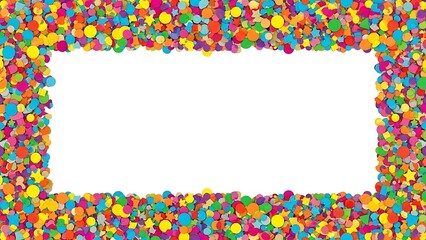 Colorful confetti border frame with white background