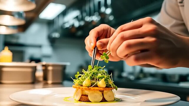 Chefs Artistry - Plating a Culinary Masterpiece with Precision.