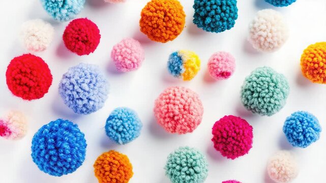 A variety of vibrant knit balls in multiple colors on a white background.