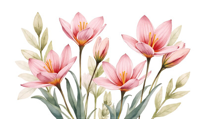 Fototapeta premium Pink Tropical Flowers Arrangement with Green Foliage