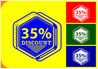 Obraz premium 35 Percent Discount Sale Badge Hexagon