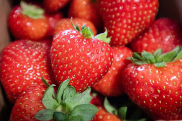 Close-Up Fresh Strawberry Background with Natural Texture