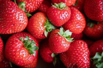 Close-Up of Ripe Strawberries as Red Fruit Background