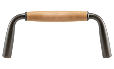 Metal push up bar with wooden handle for home fitness workout gym isolated on a transparent background