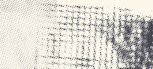 Abstract Vintage Halftone Hexagon Background. Abstract halftone background featuring hexagon and dot patterns with a vintage, distressed texture on a light beige surface.