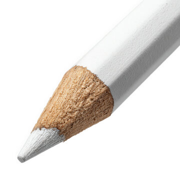 Close-up of a sharpened white pencil isolated on transparent background