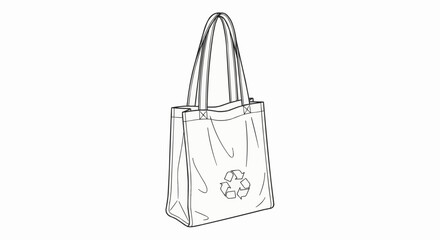 Reusable Shopping Bag Outline Vector Icon