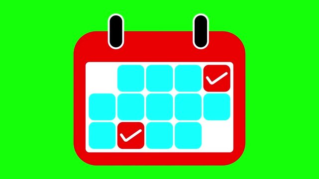 Project Management and Task Tracking on a Calendar on Chroma Key or green sreen.
