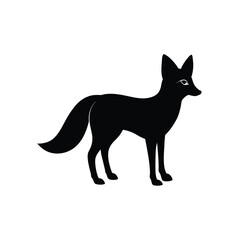 Obraz premium Cute Fennec Fox Silhouette with Large Ears Isolated on White Background Vector Graphic