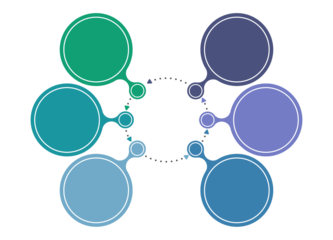 Basic circle infographic with 6 steps, process or options.