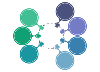 Basic circle infographic with 7 steps, process or options.