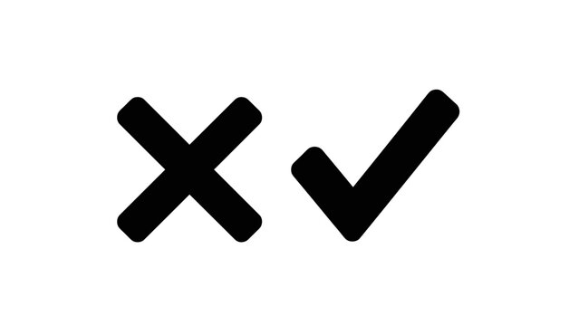 Black Cross and Check Mark Symbols.