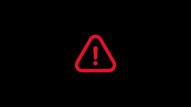 Warning horizontal all the video danger attention icon animation. Caution danger alert , risk , safety, video warning danger on black background.