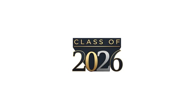 Class of 2026 graduation logo with gold and black design - Powered by Adobe