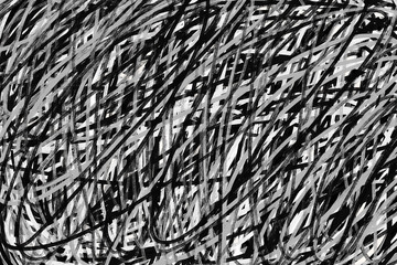 Chaos Canvas: An abstract image featuring a tangled web of lines in varying shades of gray, creating a dynamic visual experience. 