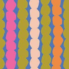 Vibrant Organic Spots Seamless Pattern. Colorful Abstract Blobs Retro Texture. Modern Texture with Irregular Repeating Shapes Repeating.