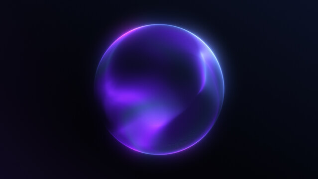 Blue sphere pink light effect slowly twisting black isolated background gradient holographic orb dark blue tone bright purple sphere changing shape closeup trendy abstract ball digital futuristic sci 
