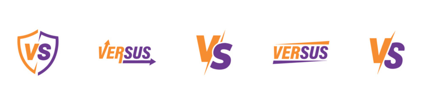 Versus icons set. VS letters set. Battle icons. Set of versus logo letters. VS or versus symbol design template for sports, fight, competition, battle, match, game. Vector Illusttration.	
