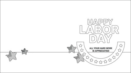 Labor Day celebration message outline with patriotic stars graphic