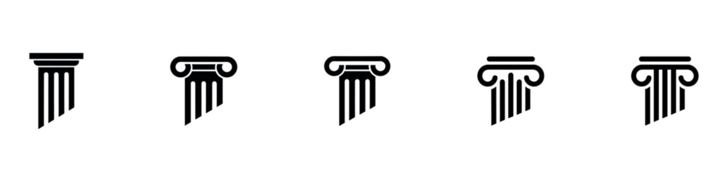 Black column icons. Ancient columns vector icon set. Vector black column icons set on white background. Vector Illustration. EPS 10