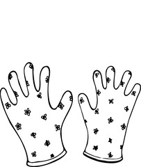 Vector set of gardening gloves isolated on a white background.