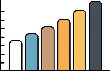 Colorful Bar Chart Illustration Featuring Data Analytics, Business Growth Statistics, Performance Comparison and Financial Report Visualization Concept Vector