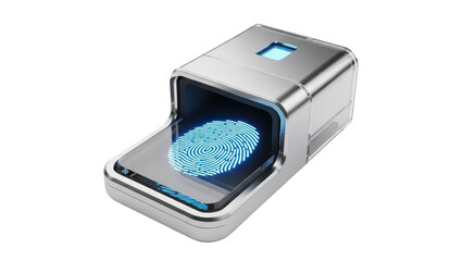 Biometric fingerprint scanner security device on transparent background (फिंगरप्रिंट स्कैनर)