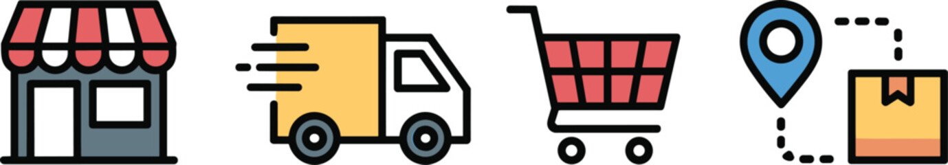 Printer and Recycle Bin Flat Icons Set Featuring Printing Document and Recycling Waste Symbols for Office, Environment and Sustainability Design Vector