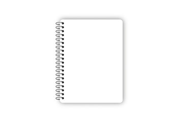 Blank spiral notebook with empty paper pages isolated on a white background for business office notes or diary design space