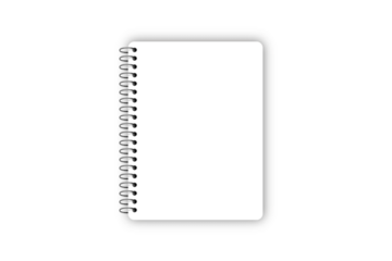 Blank spiral notebook with empty paper pages isolated on a white background for business office notes or diary design space