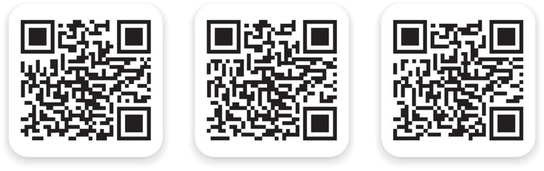 QR Code Icon Set Square Digital Barcode Symbols for Mobile Payment Marketing and Information Link Verification Vector