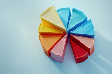 Slices forming a vibrant pie chart symbolize market share, data analysis, and business strategy