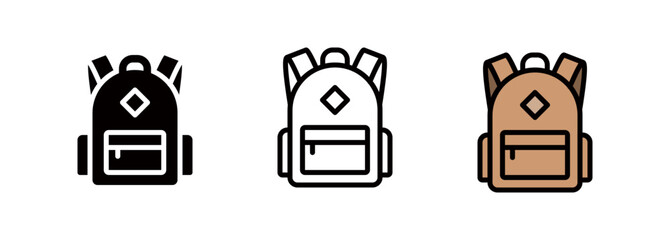 A simple icon representing a backpack or knapsack © SUE