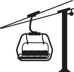 Nordic Style Black and White Ski Lift Poster Illustration