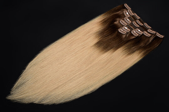 clip in straight brown to blonde human hair extensions