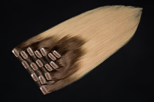 clip in straight brown to blonde human hair extensions