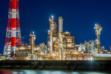 重県　四日市　工場夜景　大正橋付近