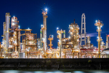 重県　四日市　工場夜景　大正橋付近