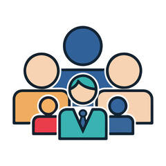 Obraz premium Diverse group of people depicted in a minimalist, colorful illustration isolated on white background, Vector, illustration