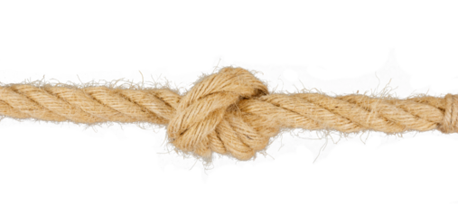 thick nautic rope with knot isolated on white or transparent png