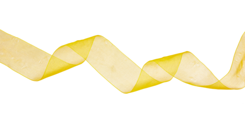translucent yellow ribbon band twisted isolated on white or transparent png