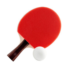 Red Ping Pong Paddle and White Ball isolated on a transparent background