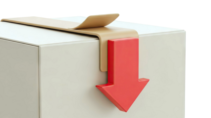 Red Arrow Indicator on Cardboard Box