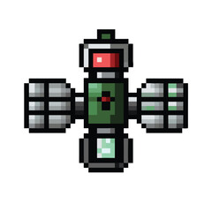 Pixel Art Space Satellite Station Top Down Game Asset