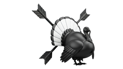 Stylized Black Turkey with Crossed Arrows