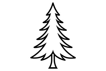Obraz premium Outlined Pine Tree Silhouette Icon for Winter, Forest, and Nature Design